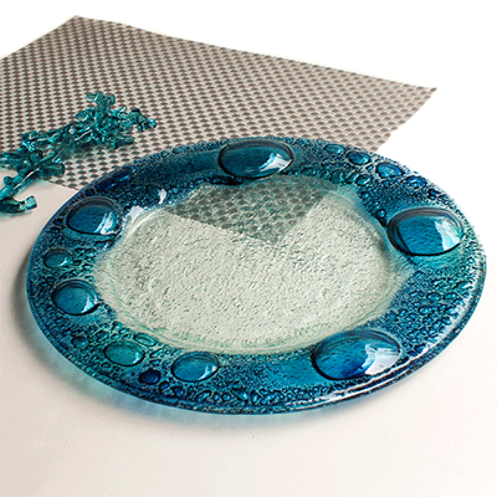 set x 4 circular plates burbuja turqueza