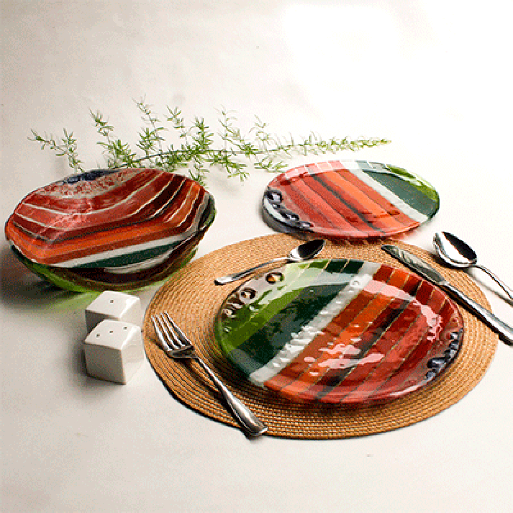 Set x 4 appetizer & dessert plates alegría