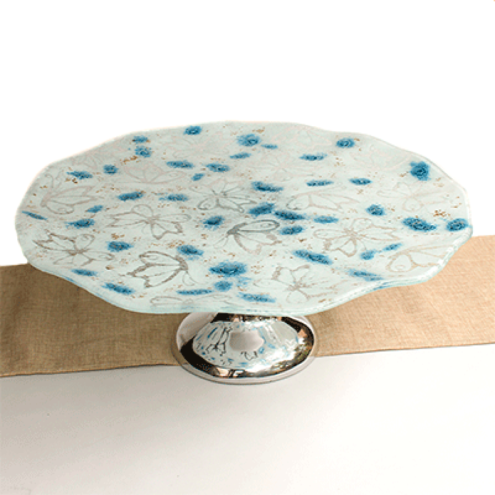 Mariposa blanca turquesa cake holder