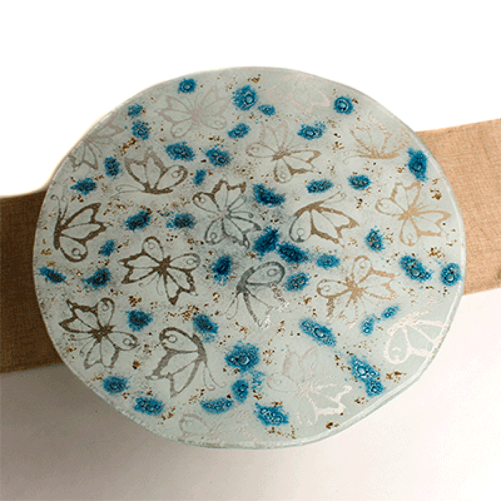 Mariposa blanca turquesa cake holder
