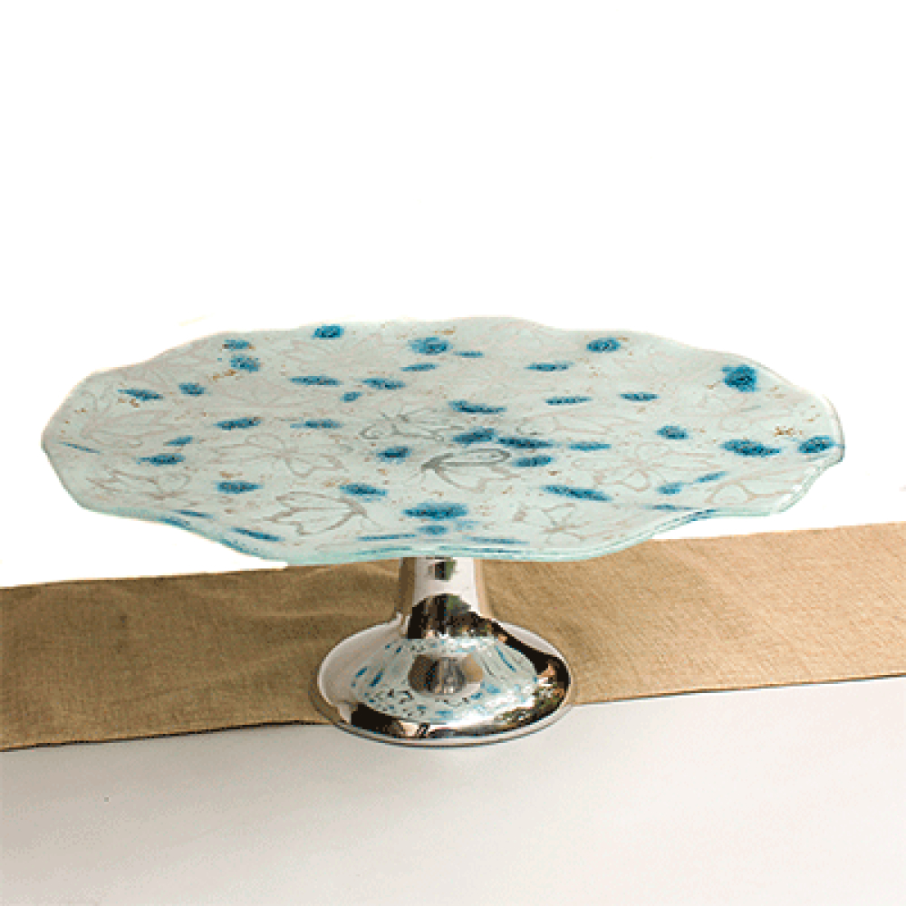 Mariposa blanca turquesa cake holder