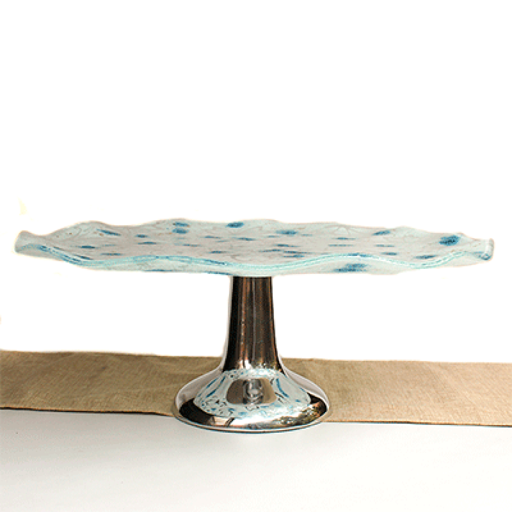 Mariposa blanca turquesa cake holder