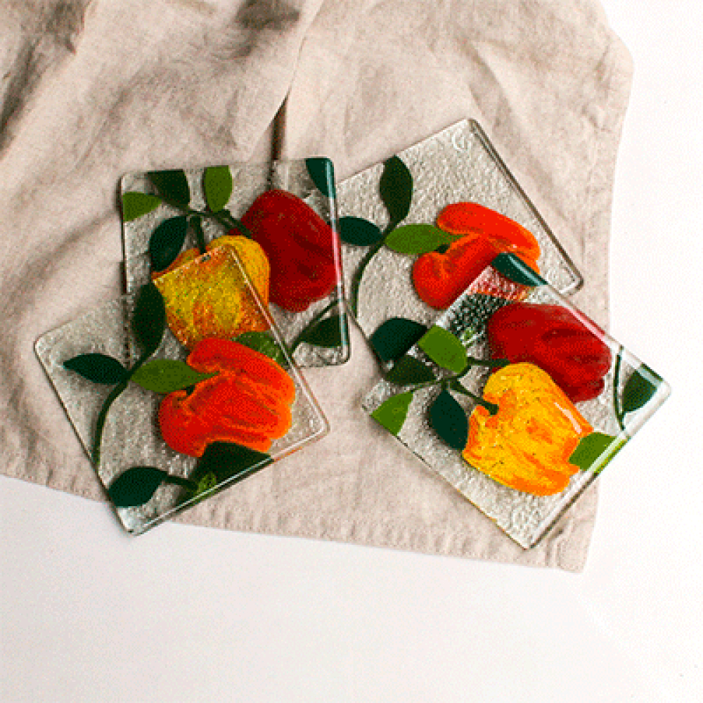 Pimientos for 4 coasters