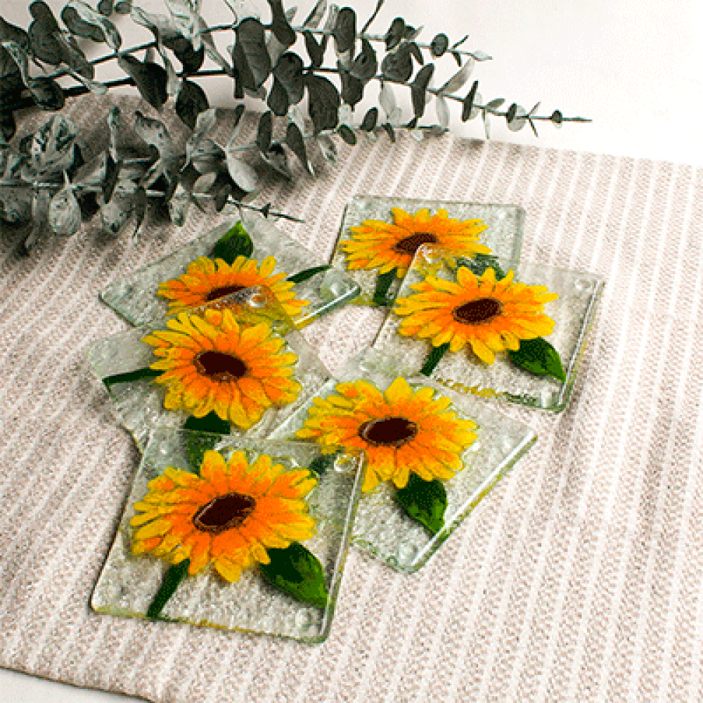 girasoles for 6 coasters