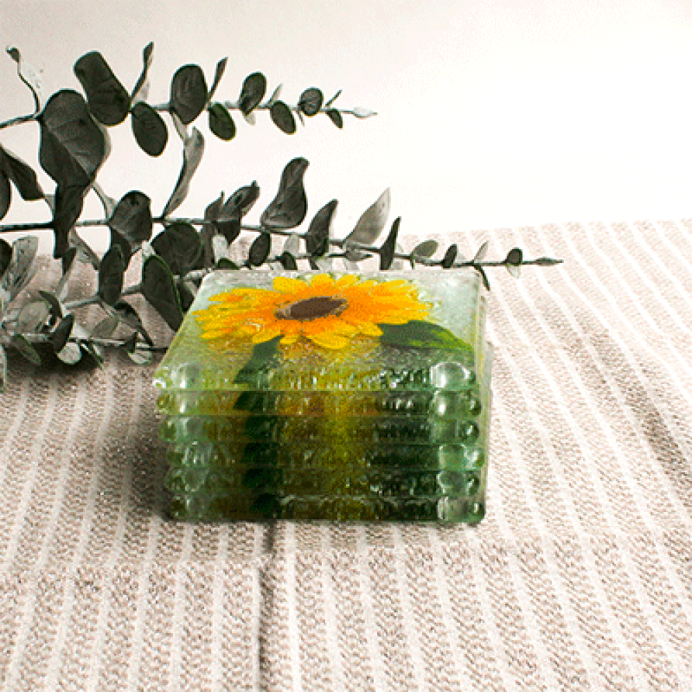 girasoles for 6 coasters