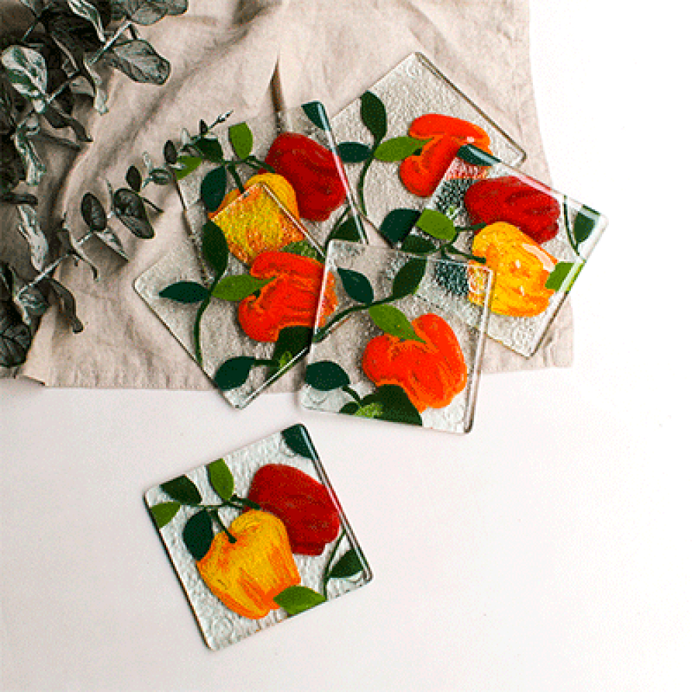 pimientos for 6 coasters