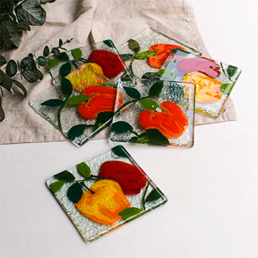 pimientos for 6 coasters