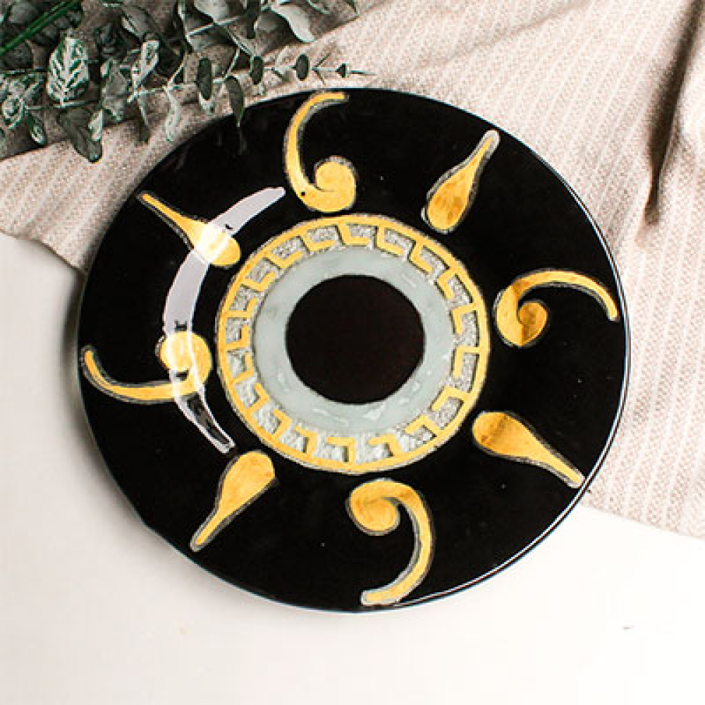 set x 4 circular plates gota dorada