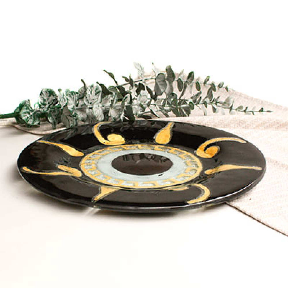 set x 4 circular plates gota dorada