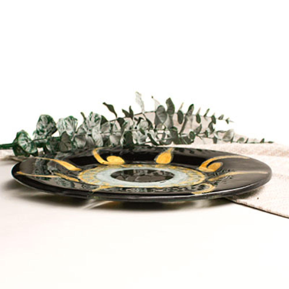 set x 4 circular plates gota dorada