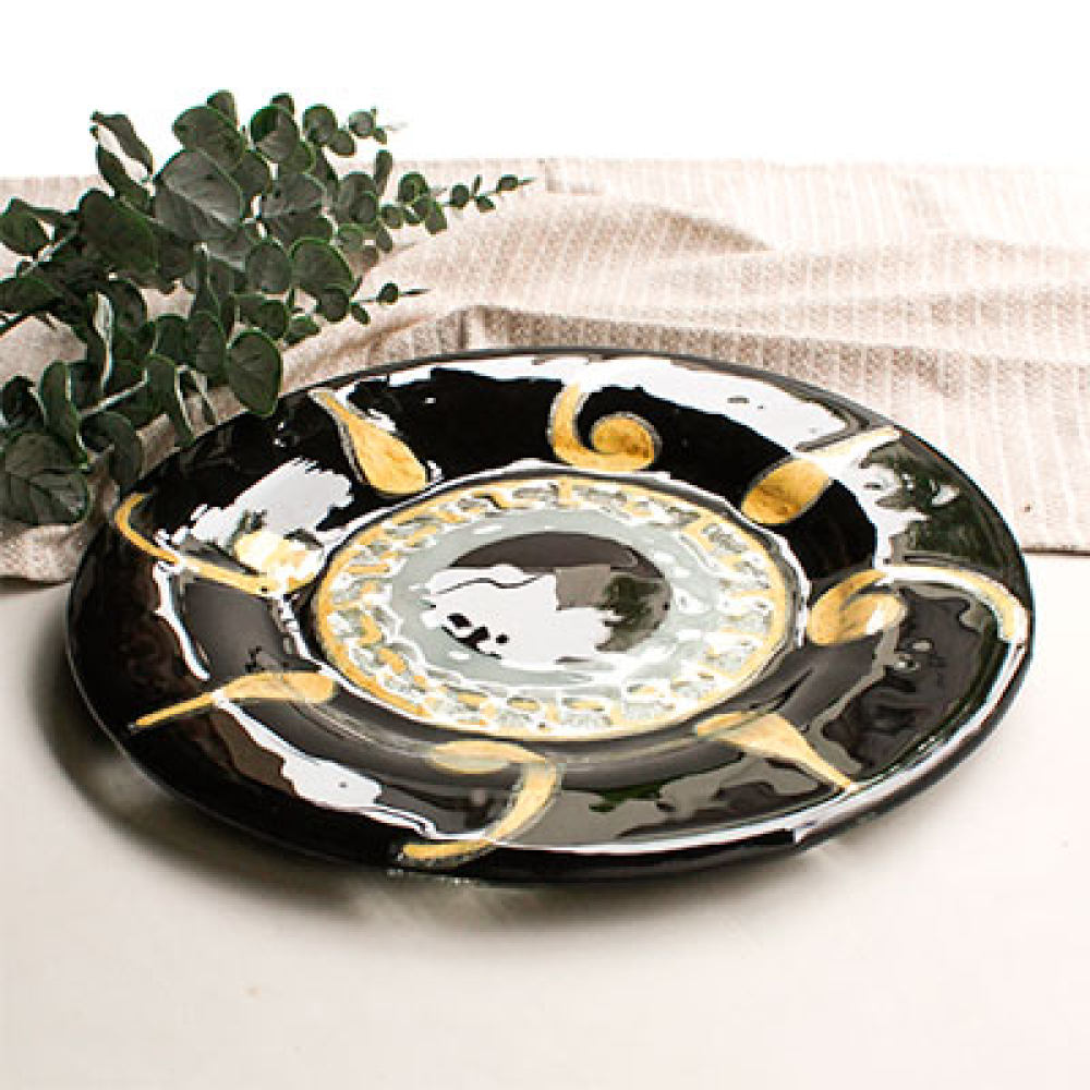 set x 4 circular plates gota dorada