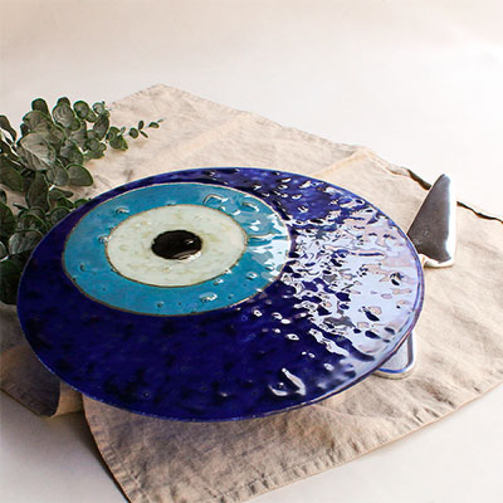 Ojo turco blue cake holder