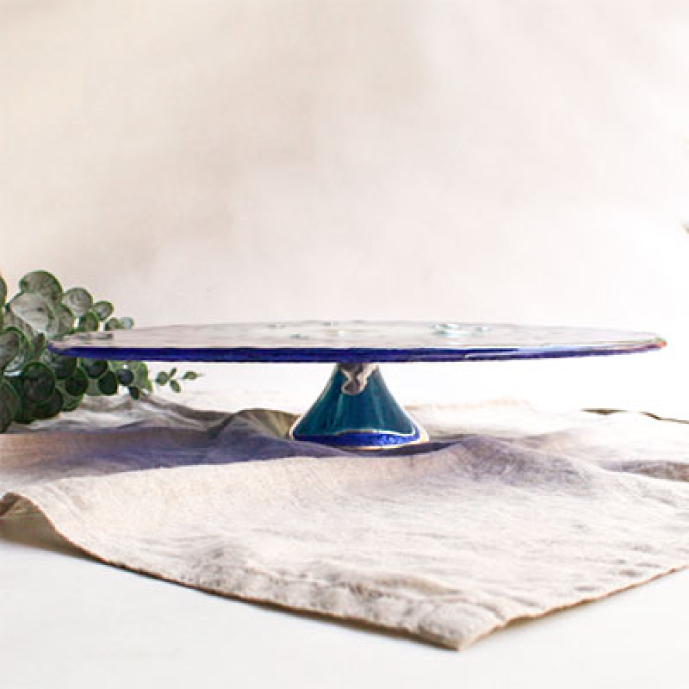 Ojo turco blue cake holder