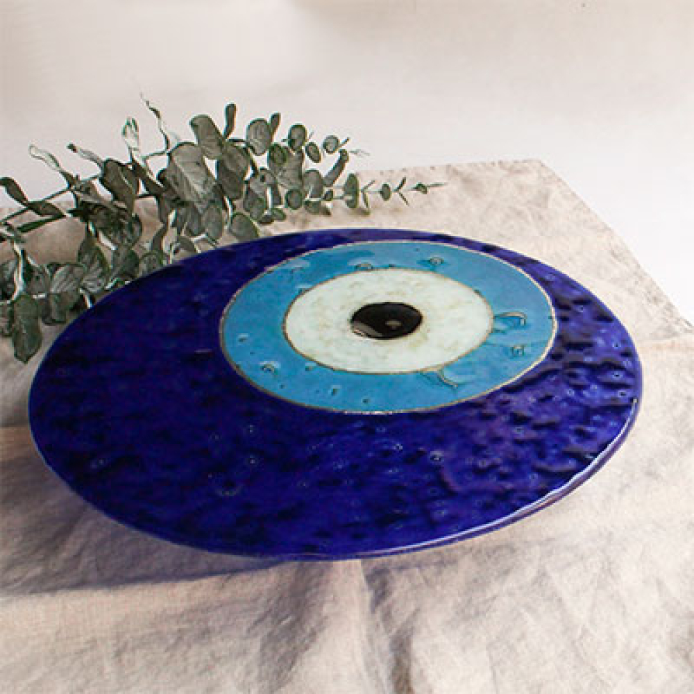 Ojo turco blue cake holder