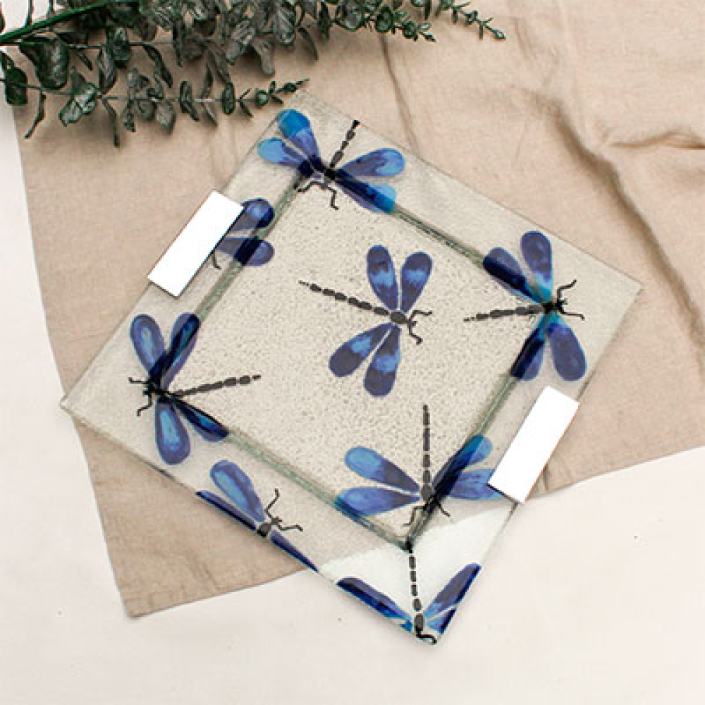 square serving platter libélula azul