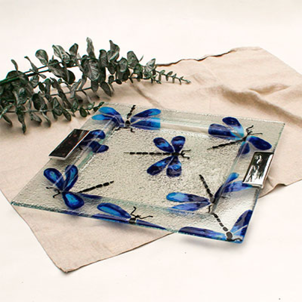 square serving platter libélula azul