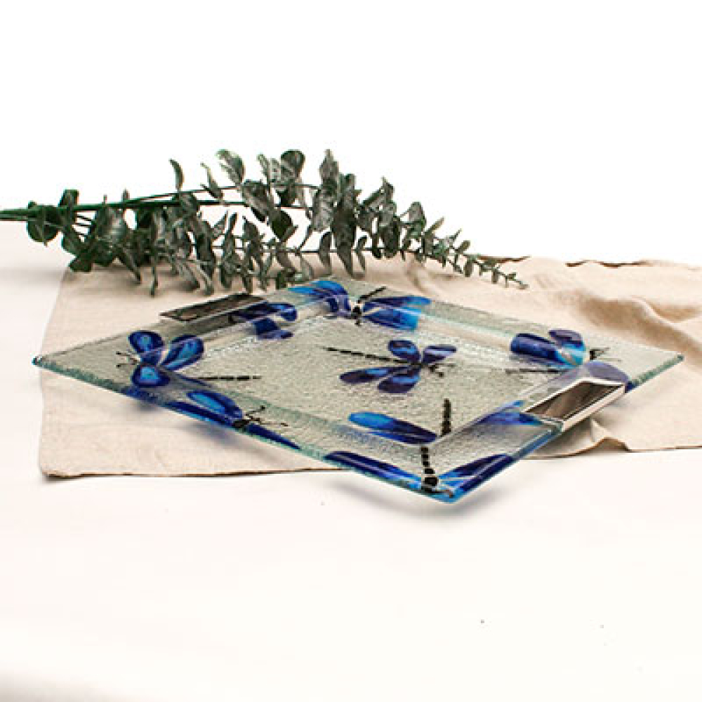 square serving platter libélula azul