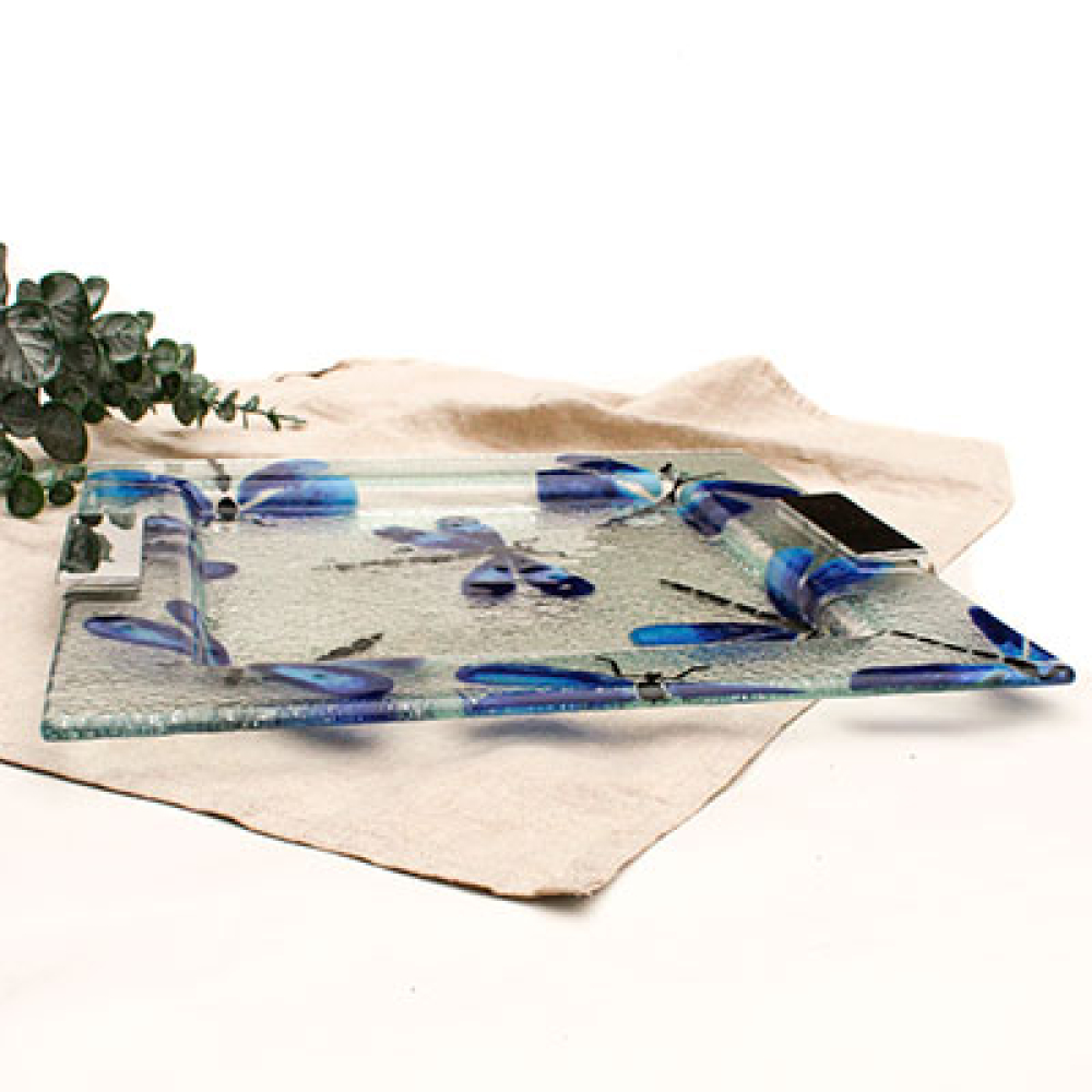 square serving platter libélula azul