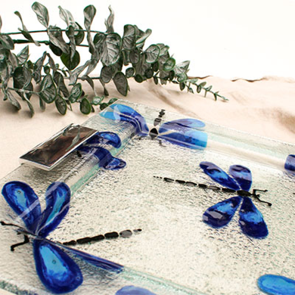 square serving platter libélula azul