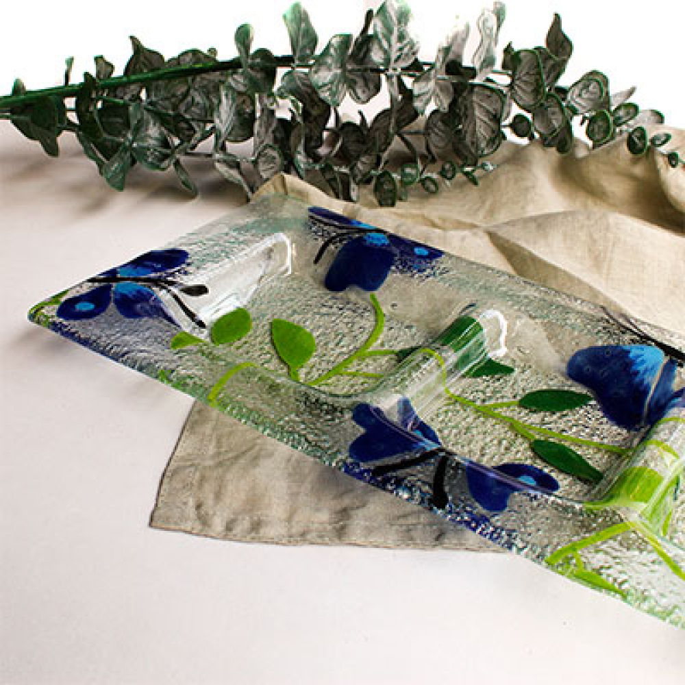 serving platter rectangular 3 spaces mariposa azul