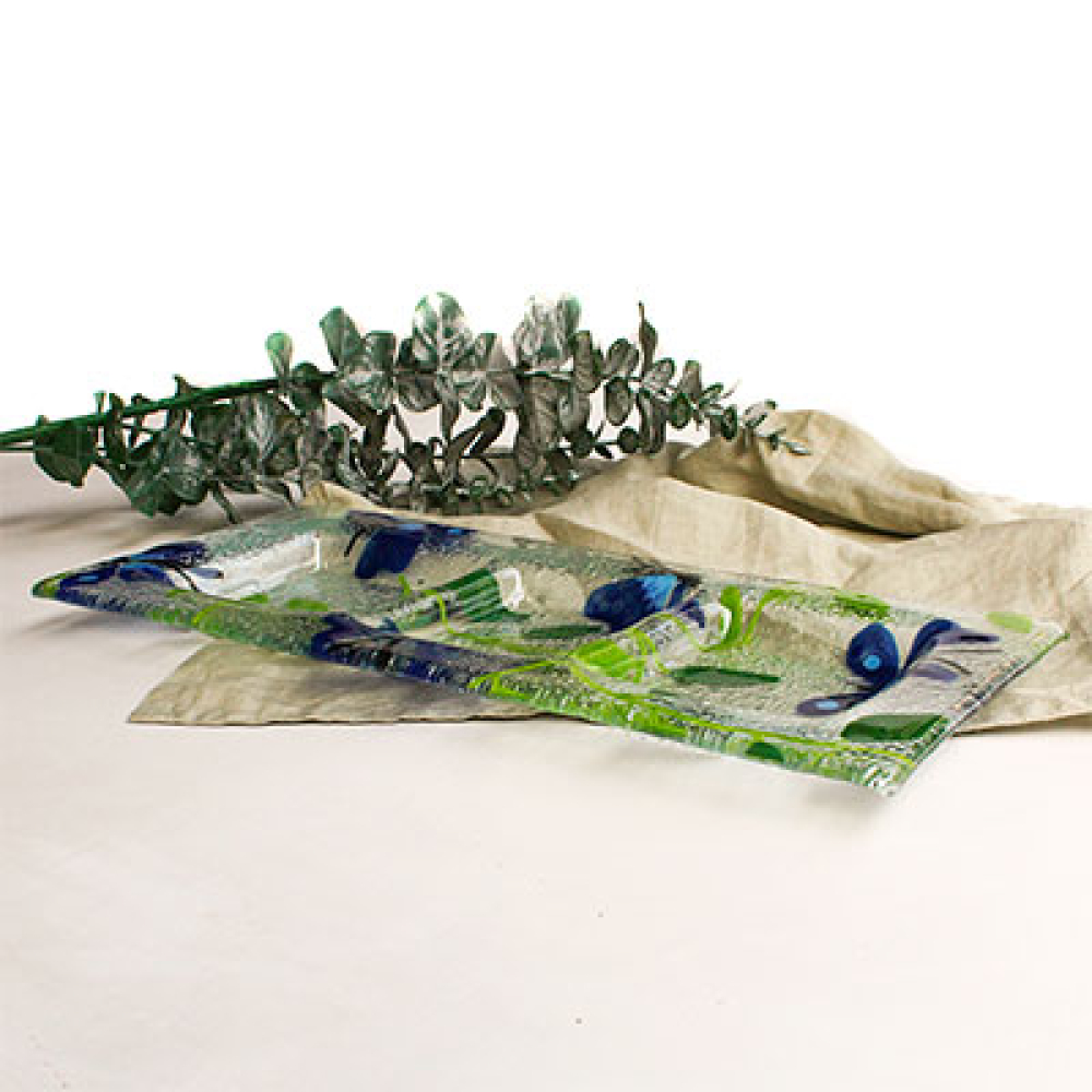 serving platter rectangular 3 spaces mariposa azul