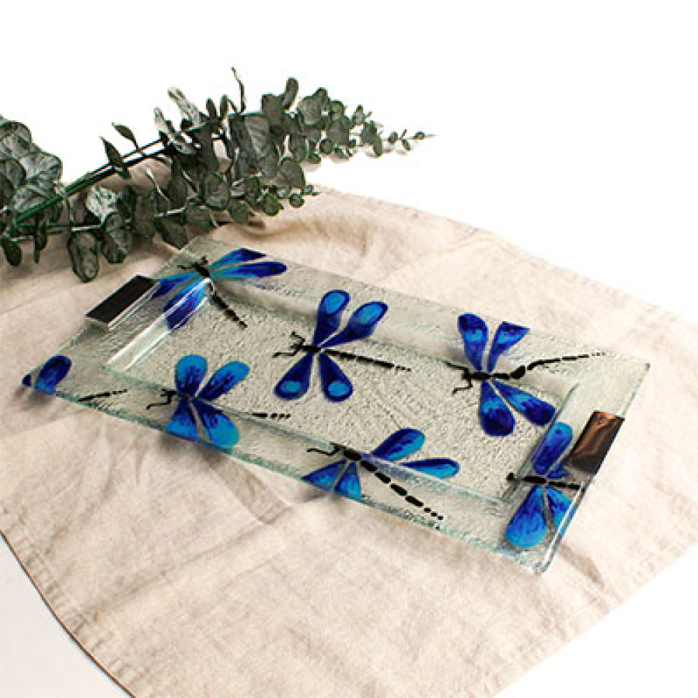 serving platter libélula azul