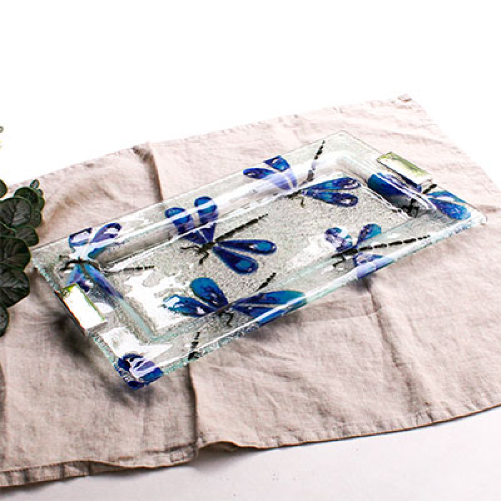 serving platter libélula azul