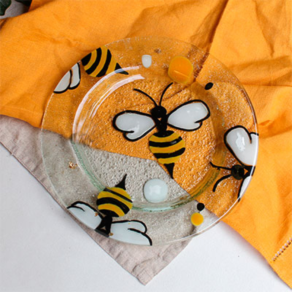 set x 4 appetizer & dessert plates abejas