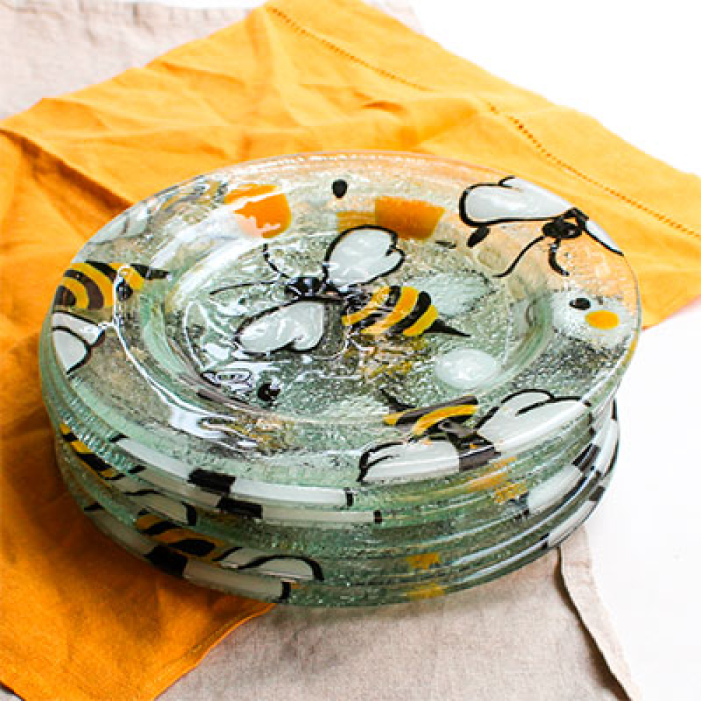 set x 4 appetizer & dessert plates abejas