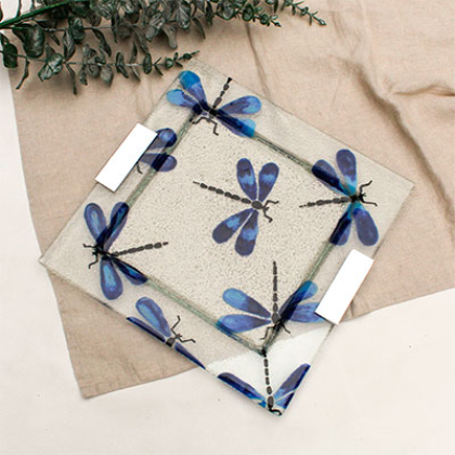 square serving platter libélula azul