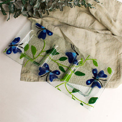 serving platter rectangular 3 spaces mariposa azul