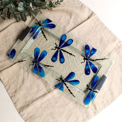 serving platter libélula azul